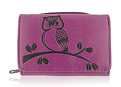 LAVISHY Akina collection wholesale embossed owl vegan small wallets to gift shop, clothing & fashion accessories boutique, book store in Canada, USA & worldwide since 2001.