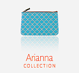 Mlavi Arianna collection wholesale fashion wallets, wristlets, pouches with classic pattern prints to gift shop, clothing & fashion accessories boutique, book store, souvenir shops worldwide.
