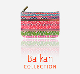 Mlavi Balkan collection wholesale fashion bags, wallets, wristlets, coin purses, pouches, cardholders, luggage tags with balkan pattern prints to gift shop, clothing & fashion accessories boutique, book store, souvenir shops worldwide.