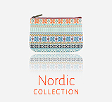 Mlavi Nordic collection wholesale fashion bags, wallets, wristlets, coin purses, pouches, cardholders, luggage tags with Nordic/Scandinavian style pattern prints to gift shop, clothing & fashion accessories boutique, book store, souvenir shops worldwide.
