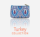 Mlavi Turkey collection wholesale fashion wallets coin purses, pouches with Turkish textil and tile pattern illustration prints to gift shop, clothing & fashion accessories boutique, book store, souvenir shops worldwide.