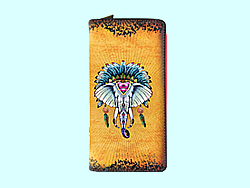 Mlavi Tattoo collection large zipper around closure wallets with original, beautiful tattoo themed illustration prints for wholesale and online shopping