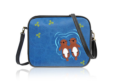 LAVISHY Adora collection wholesale fun & Eco-friendly Sea otter lovers applique vegan applique crossbody bags to gift shops, clothing & fashion accessories boutiques, book stores in Canada, USA & worldwide since 2001.