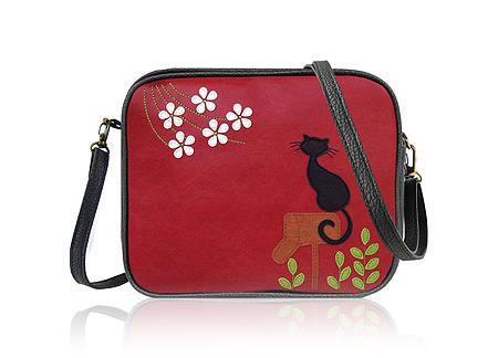 LAVISHY Adora collection wholesale fun & Eco-friendly Cat & flower applique vegan applique crossbody bags to gift shops, clothing & fashion accessories boutiques, book stores in Canada, USA & worldwide since 2001.
