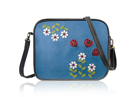 LAVISHY Adora collection wholesale fun & Eco-friendly Ladybug & daisy flower applique vegan applique crossbody bags to gift shops, clothing & fashion accessories boutiques, book stores in Canada, USA & worldwide since 2001.
