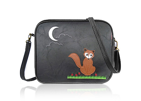 LAVISHY Adora collection wholesale fun & Eco-friendly Fox & moon applique vegan applique crossbody bags to gift shops, clothing & fashion accessories boutiques, book stores in Canada, USA & worldwide since 2001.