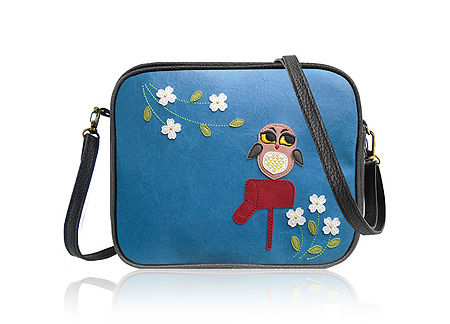 LAVISHY Adora collection wholesale fun & Eco-friendly Owl on mailbox applique vegan applique crossbody bags to gift shops, clothing & fashion accessories boutiques, book stores in Canada, USA & worldwide since 2001.