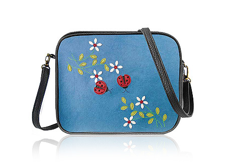 LAVISHY Adora collection wholesale fun & Eco-friendly Ladybug & flower applique vegan applique crossbody bags to gift shops, clothing & fashion accessories boutiques, book stores in Canada, USA & worldwide since 2001.
