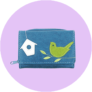 LAVISHY wholesale bird themed vegan applique bags, wallets, coin purses & accessories to gift shop, clothing & fashion accessories boutique, book store in Canada, USA & worldwide.