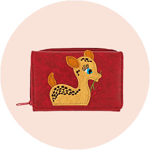LAVISHY wholesale deer themed vegan applique bags, wallets, coin purses & accessories to gift shop, clothing & fashion accessories boutique, book store in Canada, USA & worldwide.