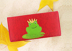 LAVISHY design & wholesale fun Eco-friendly vegan frog prince charming applique large wallets to gift shops, clothing & fashion accessories boutiques, book stores & specialty retailers