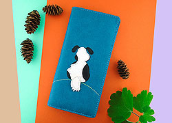 LAVISHY design & wholesale fun Eco-friendly vegan dog applique large wallets to gift shops, clothing & fashion accessories boutiques, book stores & specialty retailers