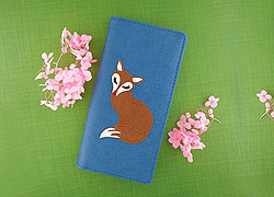 LAVISHY design & wholesale fun Eco-friendly vegan fox applique large wallets to gift shops, clothing & fashion accessories boutiques, book stores & specialty retailers