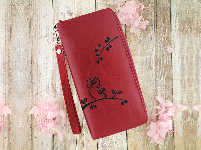 LAVISHY design & wholesale unique, beautiful & affordable Eco-friendly embossed owl large wristlet wallets