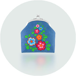 LAVISHY wholesale flower themed vegan embroidered coin purses to gift shop, clothing & fashion accessories boutique, book store in Canada, USA & worldwide.