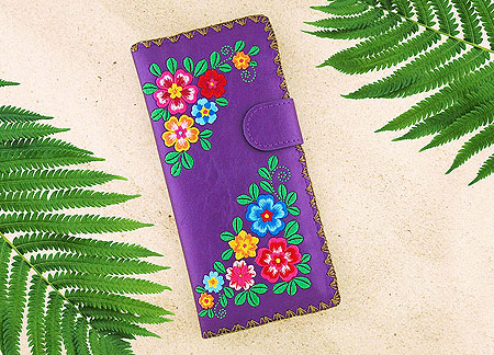 LAVISHY Elma collection wholesale Bohemian flora embroidered vegan large wallets to gift shop, clothing & fashion accessories boutique, book store in Canada, USA & worldwide since 2001.
