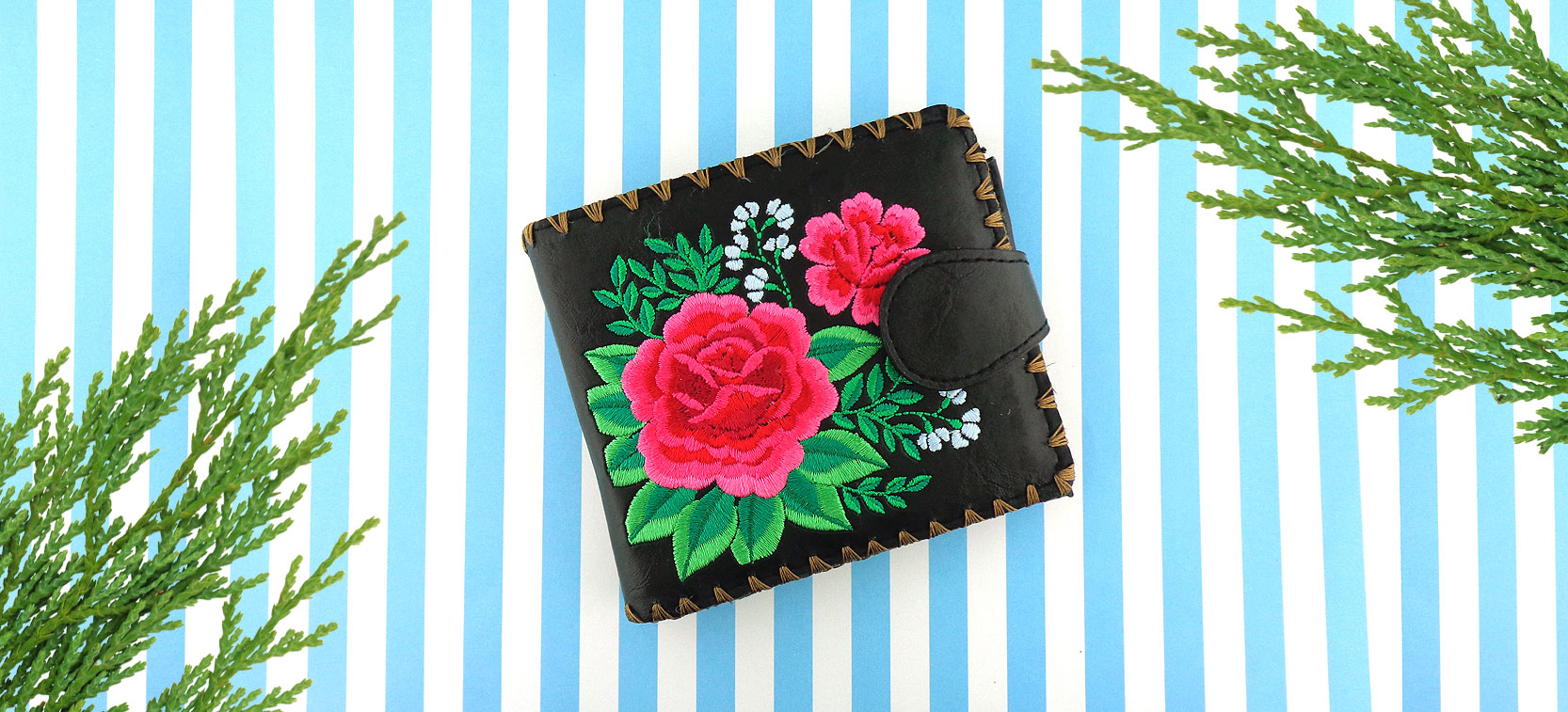 LAVISHY Elma collection design & wholesale embroidered vegan wallets to gift shops, boutiques & book stores in Canada, USA and worldwide.
