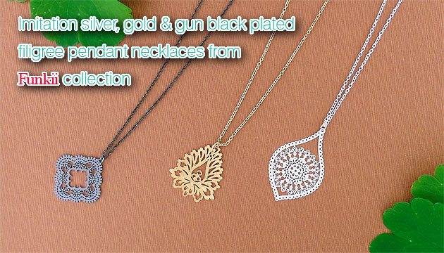 LAVISHY design & wholesale original, beautiful & affordable imitation silver, gold & gun black plated filigree necklaces
