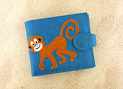LAVISHY Adora collection wholesale fun vegan monkey applique medium wallets to gift shop, clothing & fashion accessories boutique, book store in Canada, USA & worldwide since 2001.