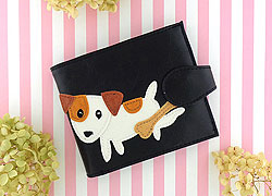 LAVISHY Adora collection wholesale fun vegan dog applique medium wallets to gift shop, clothing & fashion accessories boutique, book store in Canada, USA & worldwide since 2001.