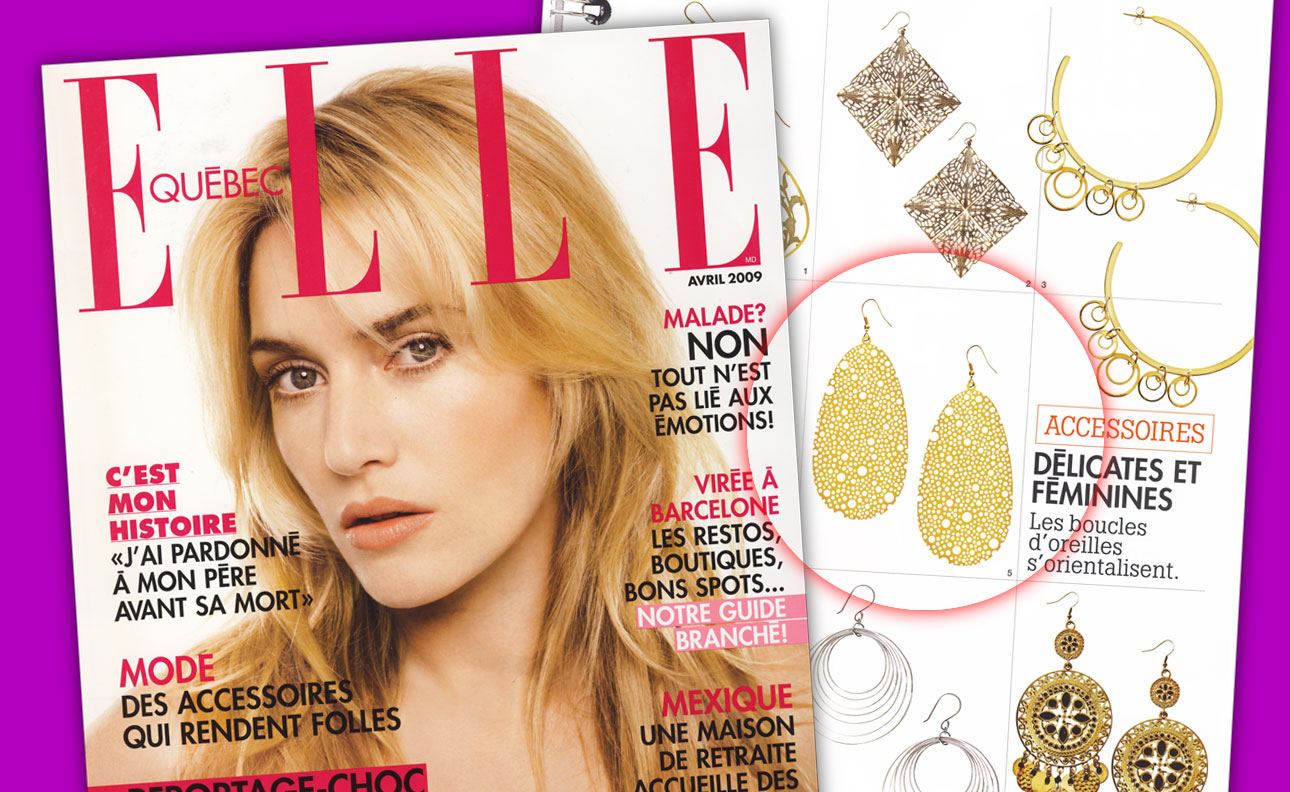 LAVISHY Funkii collection filigree earrings have been featured 100+ time by leading trade and consumer lifestyle and fashion magazines