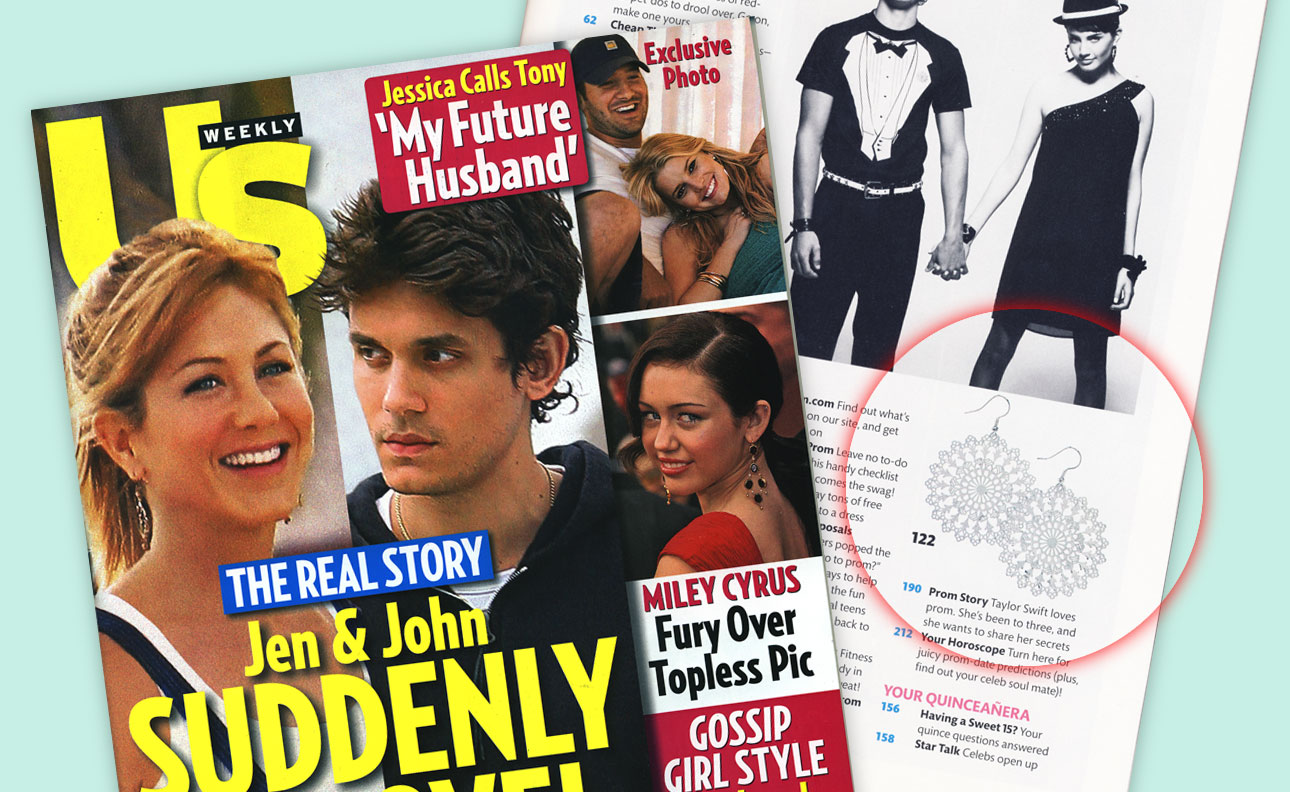 LAVISHY Funkii collection filigree earrings have been featured 100+ time by leading trade and consumer lifestyle and fashion magazines