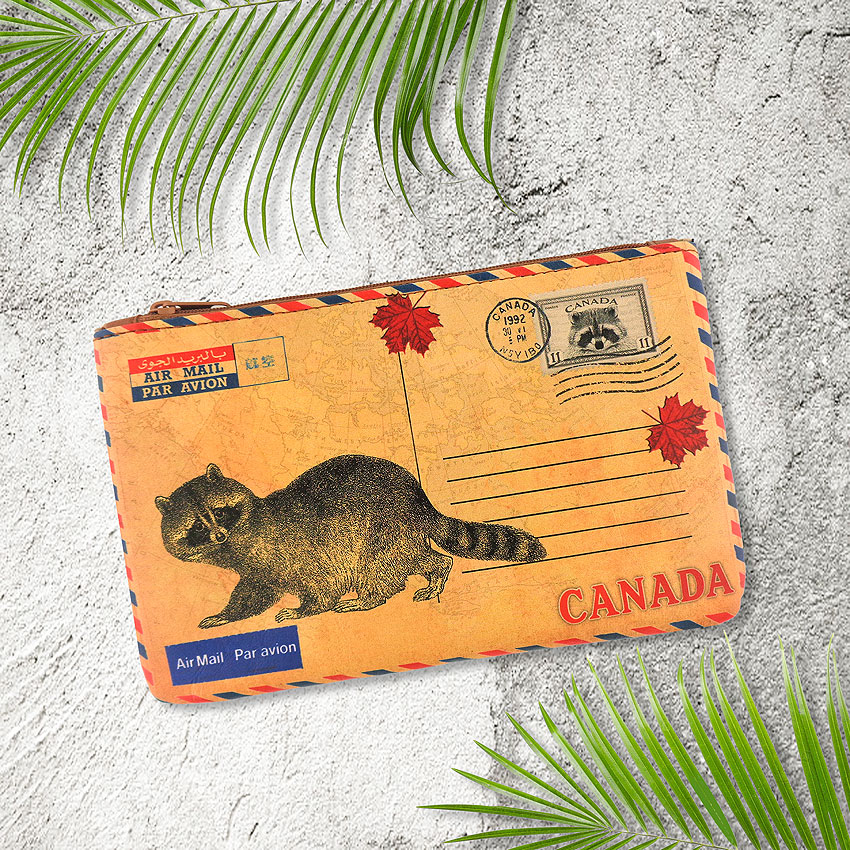 LAVISHY design & wholesale Canada themed unisex vegan medium pouches to gift shops, clothing & fashion accessories boutiques, book stores and souvenir retailers in Canada.