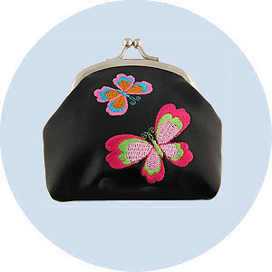 LAVISHY wholesale butterfly themed vegan fashion accessories including this vegan butterfly coin purse